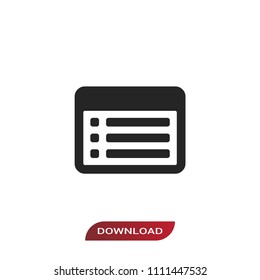 List on window vector icon