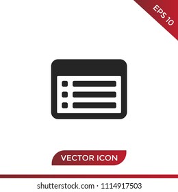 List on window vector icon