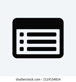 List on window vector icon