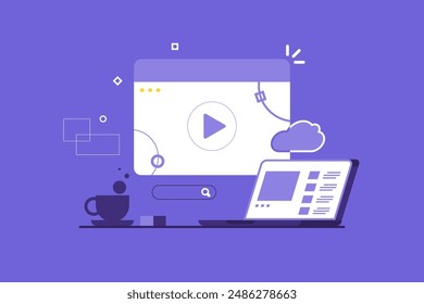Video Ilustración vectorial Lista de contenido en línea