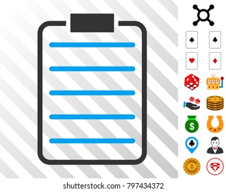 List Page pictograph with bonus gamble graphic icons. Vector illustration style is flat iconic symbols. Designed for casino gui.