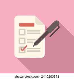 List paper ballot icon flat vector. Polling booth. Poll vote people