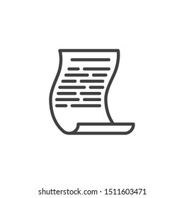 List paper sheet line icon. linear style sign for mobile concept and web design. Paper document page outline vector icon. Symbol, logo illustration. Vector graphics
