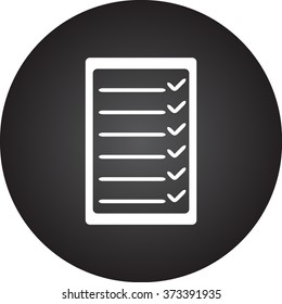 List paper simple icon on round background
