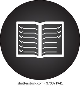 List paper simple icon on round background