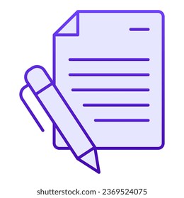 List and pen flat icon. Papers with pen blue icons in trendy flat style. Note gradient style design, designed for web and app. Eps 10