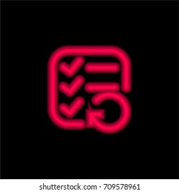 List red glowing neon ui ux icon. Glowing sign logo vector