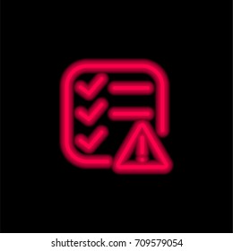 List red glowing neon ui ux icon. Glowing sign logo vector