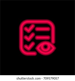 List red glowing neon ui ux icon. Glowing sign logo vector