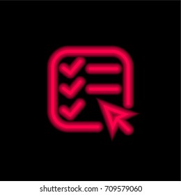 List red glowing neon ui ux icon. Glowing sign logo vector