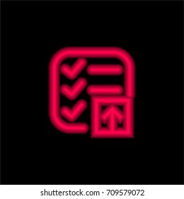 List red glowing neon ui ux icon. Glowing sign logo vector