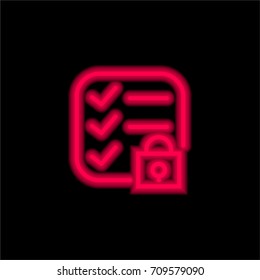 List red glowing neon ui ux icon. Glowing sign logo vector