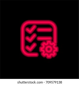 List red glowing neon ui ux icon. Glowing sign logo vector