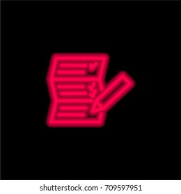 List red glowing neon ui ux icon. Glowing sign logo vector