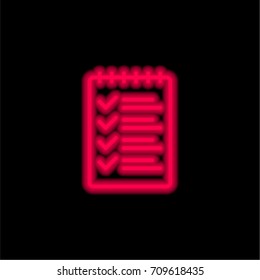 List red glowing neon ui ux icon. Glowing sign logo vector