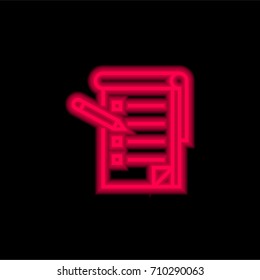 List red glowing neon ui ux icon. Glowing sign logo vector
