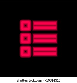 List red glowing neon ui ux icon. Glowing sign logo vector