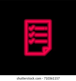 List red glowing neon ui ux icon. Glowing sign logo vector