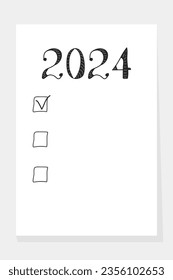 List of resolutions 2024. Goals, resolutions, plan, actions, concept checklist. New Year 2024 background.