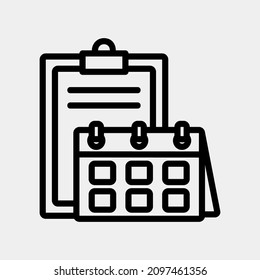 Ilustración del icono de programación de la lista de la ilustración del vector en el estilo de línea sobre el calendario y la fecha, uso para la presentación de la aplicación móvil del sitio web