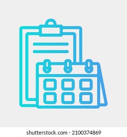 Liste der Liste der Symbol Vektorgrafik im Farbverlauf-Stil über Kalender und Datum, Verwendung für mobile App-Präsentation auf der Website