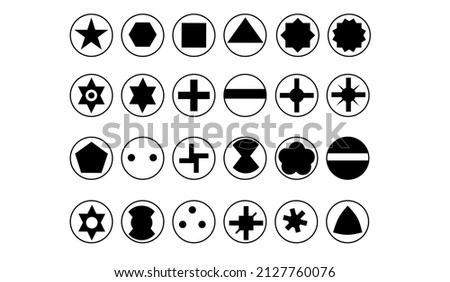 List of screw drives icon set.Screwdriver Bit Sets.