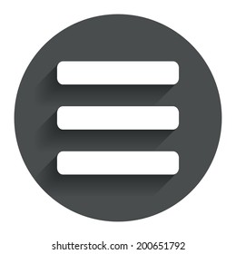 List sign icon. Content view option symbol. Circle flat button with shadow. Modern UI website navigation. Vector