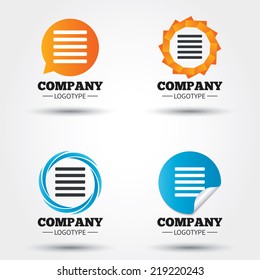 List sign icon. Content view option symbol. Business abstract circle logos. Icon in speech bubble, wreath. Vector