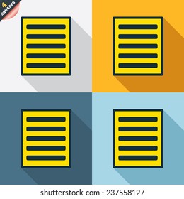 List sign icon. Content view option symbol. Four squares. Colored Flat design buttons. Vector