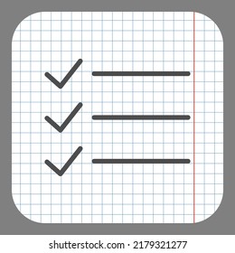 Listet eine einfache Symbolvektorgrafik auf. Flaches Design. Auf Graphpapier. Grauer Hintergrund.ai