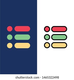 List, Task, Text, Write  Icons. Flat and Line Filled Icon Set Vector Blue Background. Vector Icon Template background