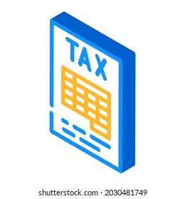 lista de vector de icono isométrico de impuestos. signo de impuesto de lista. ilustración de símbolo aislado