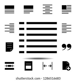 list, text icon. Simple glyph, flat vector of Text editor set icons for UI and UX, website or mobile application