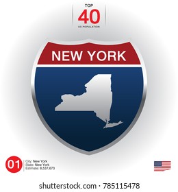 List of Top 40 cities in the United States, sorted by population Presented in the form of city name and map. And the population message, vector art image illustration