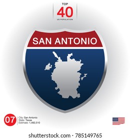 List of Top 40 cities in the United States, sorted by population Presented in the form of city name and map. And the population message, vector art image illustration