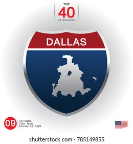 List of Top 40 cities in the United States, sorted by population Presented in the form of city name and map. And the population message, vector art image illustration