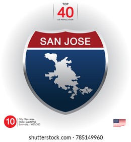 List of Top 40 cities in the United States, sorted by population Presented in the form of city name and map. And the population message, vector art image illustration