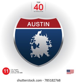 List of Top 40 cities in the United States, sorted by population Presented in the form of city name and map. And the population message, vector art image illustration