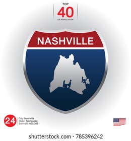List of Top 40 cities in the United States, sorted by population Presented in the form of city name and map. And the population message, vector art image illustration