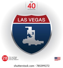 List of Top 40 cities in the United States, sorted by population Presented in the form of city name and map. And the population message, vector art image illustration