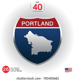 List of Top 40 cities in the United States, sorted by population Presented in the form of city name and map. And the population message, vector art image illustration