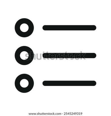 List UI icon, bullet list simple line user interface vector symbol