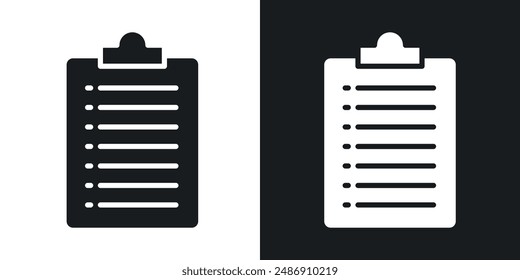 List vector icon set in solid black and white color