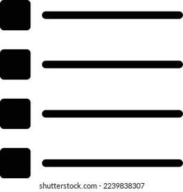 lista Ilustración vectorial en un fondo transparente. Símbolos de calidad superior. Iconos vectoriales de glifos para diseño de conceptos y gráficos. 
