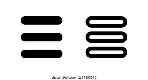 List View Icon Set. A black glyph and outline icon of a list layout, representing a view option.