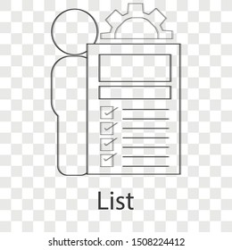 List worker  icon concept on transparency background. Business idea object.  Line vector illustration use for your project.