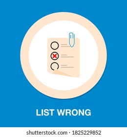 list wrong icon. flat illustration of list wrong vector icon for web