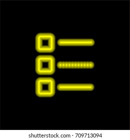 List yellow glowing neon ui ux icon. Glowing sign logo vector