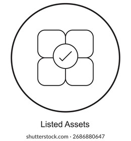 Listed Assets Icon, Understanding Listed Assets, Maximizing Value through Listed Assets, Growth Opportunities in Assets as a Wealth Strategy, vector