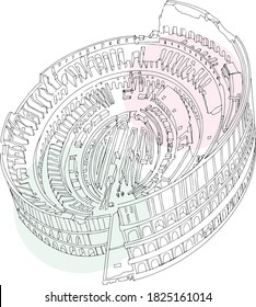 
listed building amphitheater colosseum in sketch style